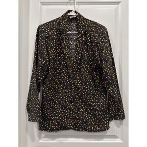 Avon‎ Fashions VTG 90s Blazer Blouse Size 5/6 Long Sleeve Button Up Geometric